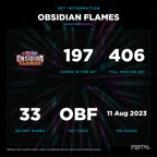 Obsidian Flames set information: 197 cards in the set, 406 in the master set, Portal TCG