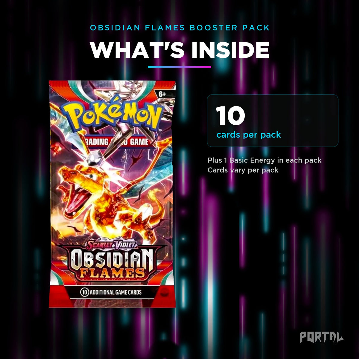 Obsidian Flames booster pack, what's inside, Portal TCG