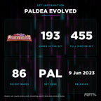 Paldea Evolved set information: 193 cards in the set, 455 in the master set, Portal TCG