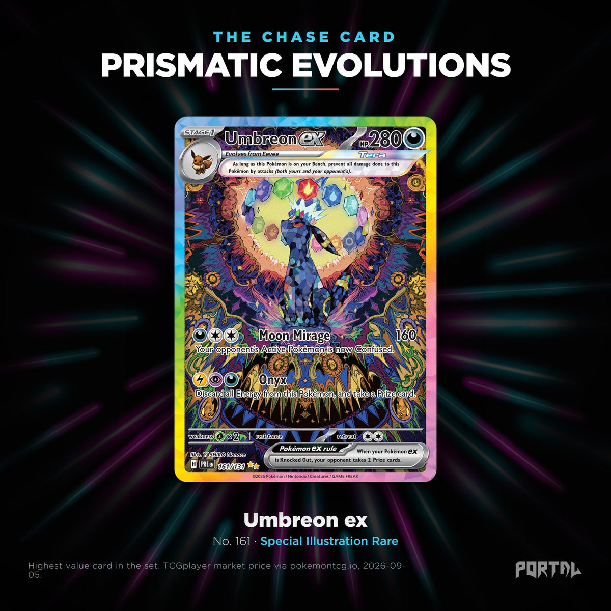 Prismatic Evolutions chase card, Portal TCG