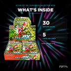 Scarlet EX Japanese booster box, what's inside: 30 booster packs, 5 cards per pack, Portal TCG