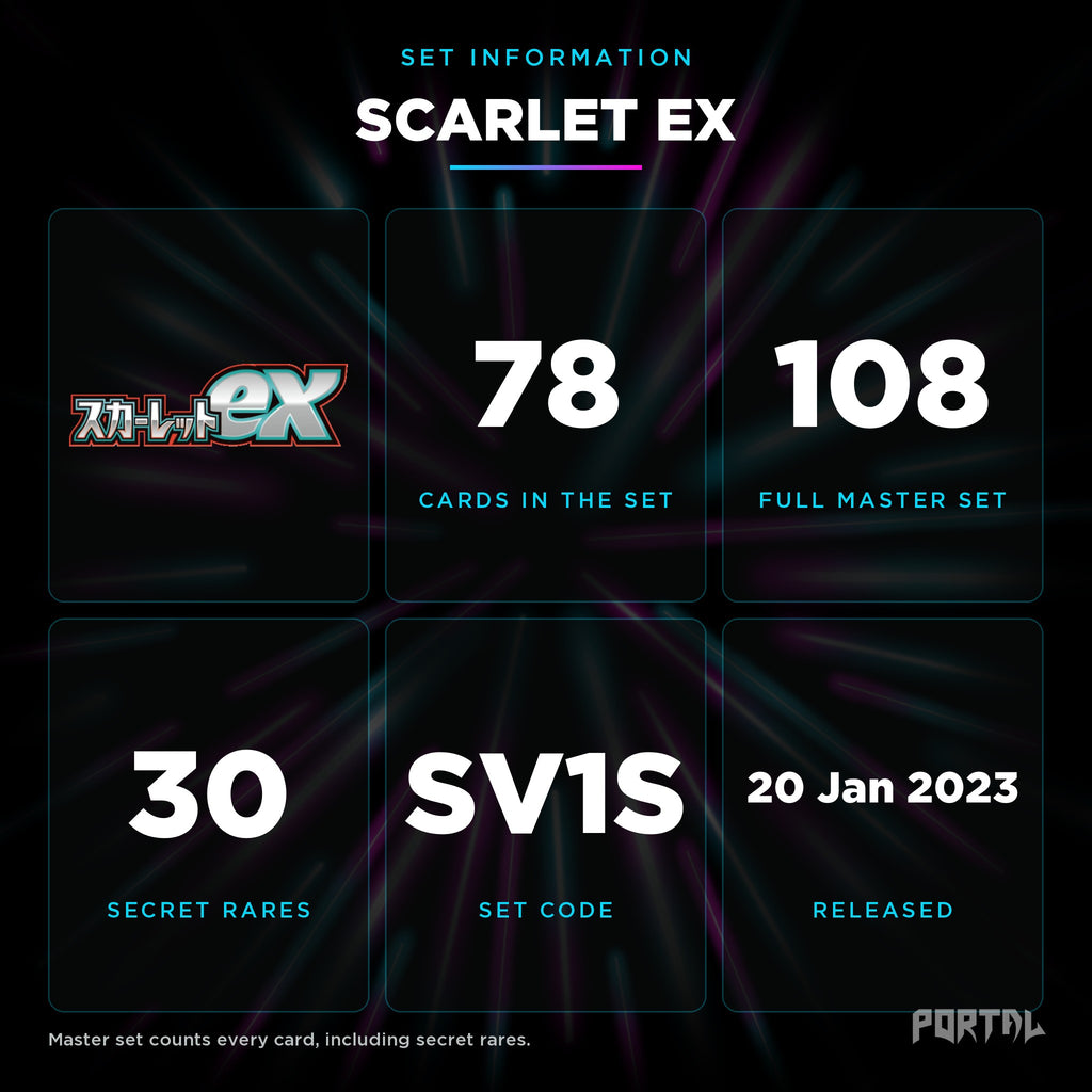 Scarlet EX Japanese set information: 78 cards in the set, 108 in the master set, Portal TCG