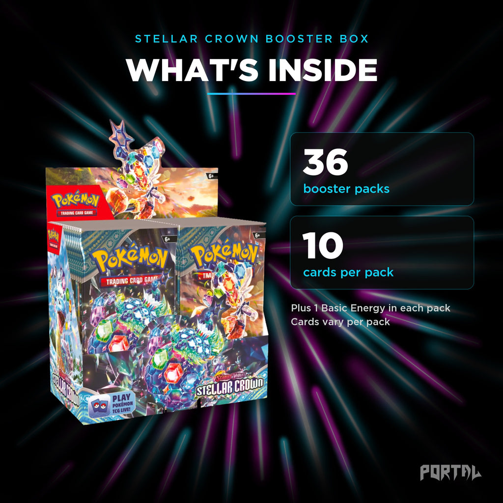 Stellar Crown booster box, what's inside, Portal TCG