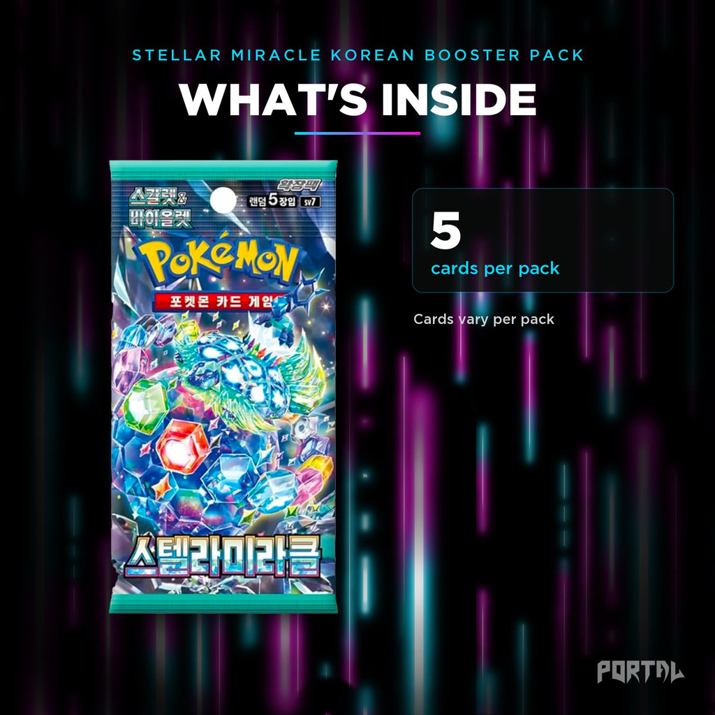 Stellar Miracle Korean booster pack, what's inside: 5 cards per pack, Portal TCG