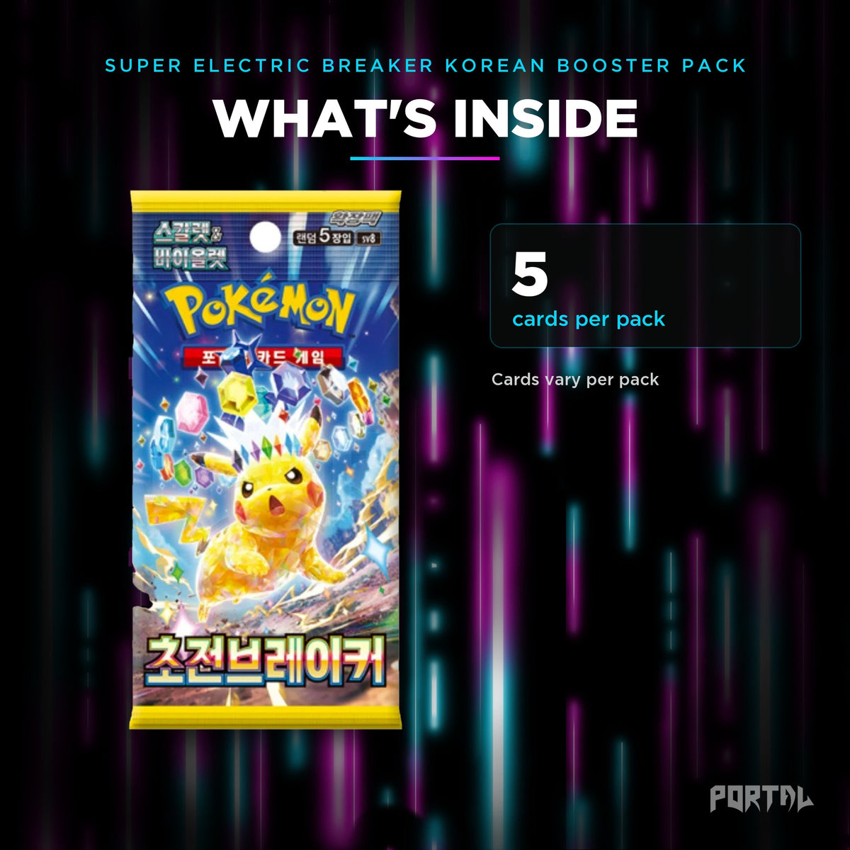 Super Electric Breaker Korean booster pack, what's inside: 5 cards per pack, Portal TCG