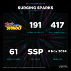 Surging Sparks set information: 191 cards in the set, 417 in the master set, Portal TCG