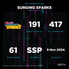 Surging Sparks set information: 191 cards in the set, 417 in the master set, Portal TCG