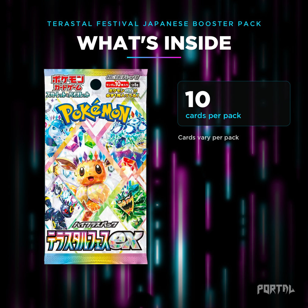 Terastal Festival Japanese booster pack, what's inside: 10 cards per pack, Portal TCG