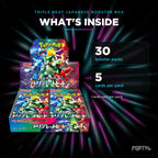 Triple Beat Japanese booster box, what's inside: 30 booster packs, 5 cards per pack, Portal TCG
