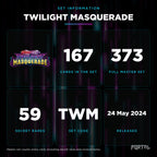 Twilight Masquerade set information: 167 cards in the set, 373 in the master set, Portal TCG