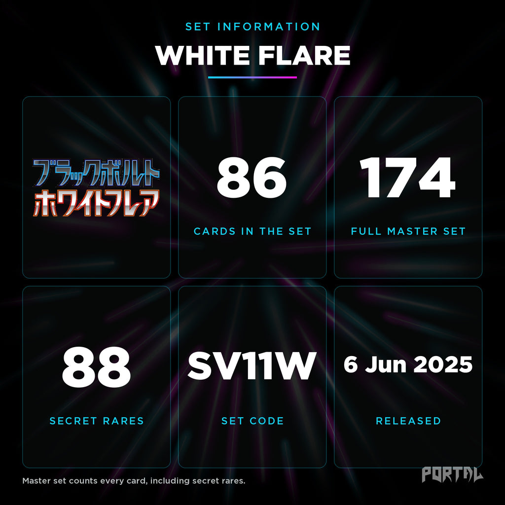 White Flare Japanese set information: 86 cards in the set, 174 in the master set, Portal TCG