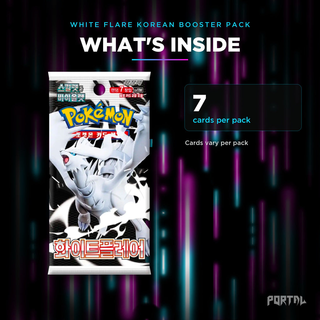 White Flare Korean booster pack, what's inside: 7 cards per pack, Portal TCG