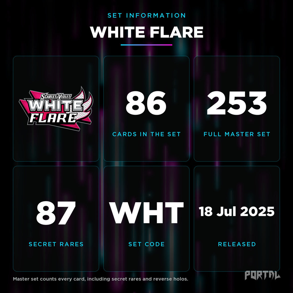 White Flare set information: 86 cards in the set, 253 in the master set, Portal TCG