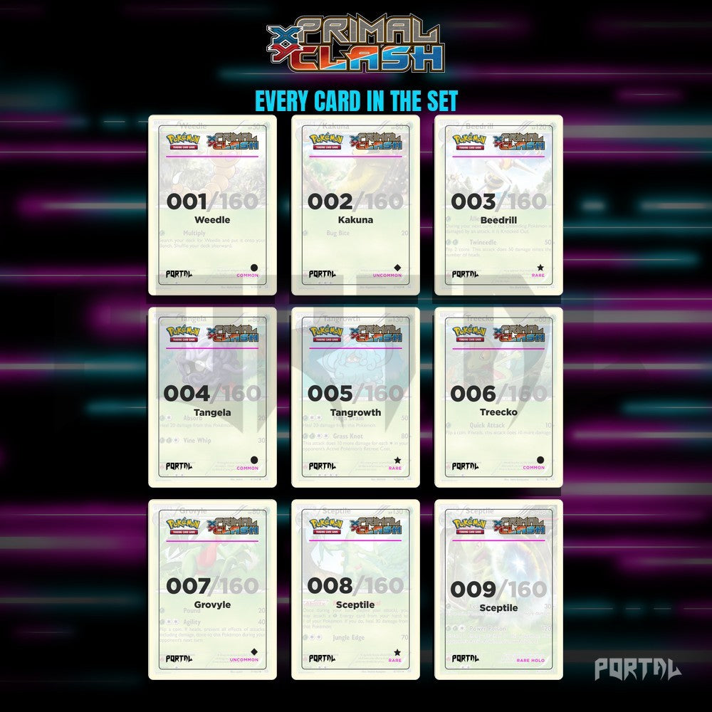 Pokemon Primal Clash master set placeholders, binder page, Portal TCG