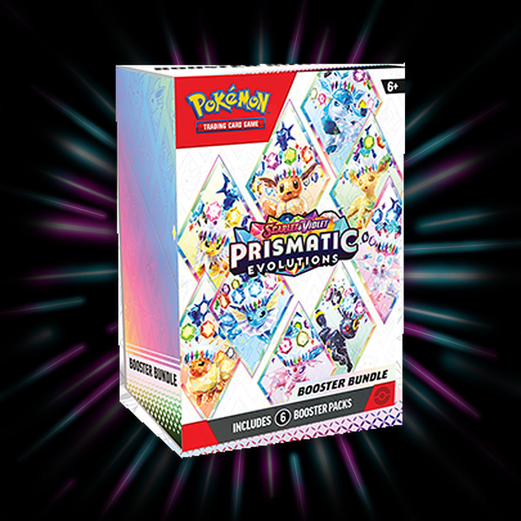 Pokemon Prismatic Evolutions booster bundle, box front, Portal TCG