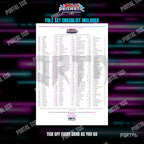 The free Prismatic Evolutions master set checklist included with the placeholders