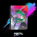 Pokemon Rayquaza and Zinnia premium printed binder, black, front cover, Portal TCG