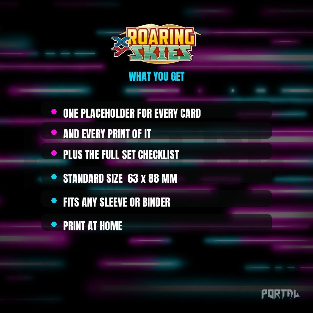 Pokemon Roaring Skies master set placeholders, what you get, Portal TCG