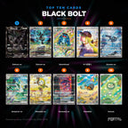 Black Bolt Japanese Pokemon booster box, the ten most valuable cards in the set ranked by price