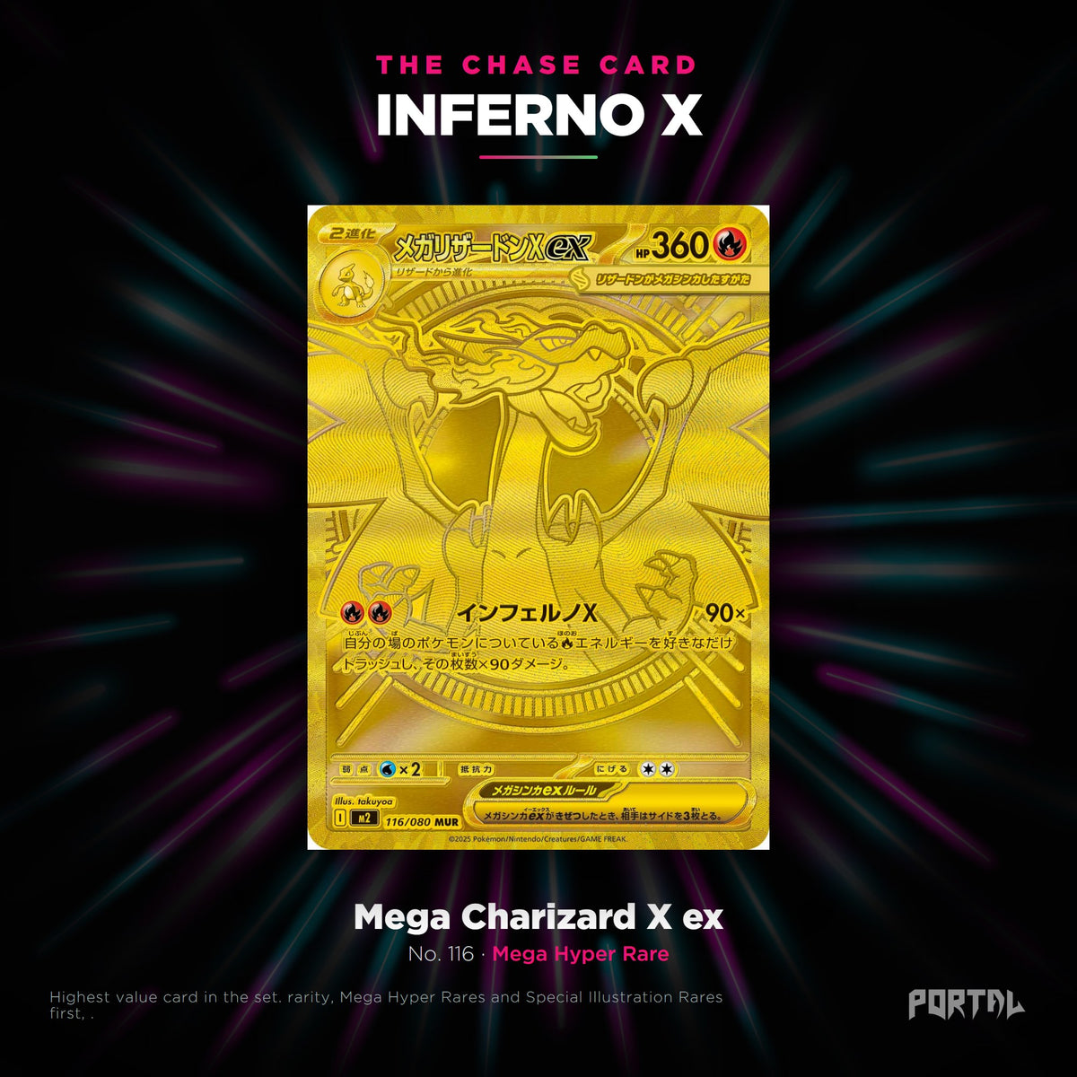 Inferno X Japanese Pokemon booster box, chase card: Mega Charizard X ex number 116, Mega Hyper Rare