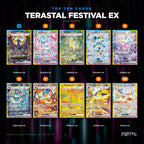 Terastal Festival ex Japanese Pokemon booster pack, the ten most valuable cards in the set ranked by price