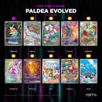 Paldea Evolved English Pokemon booster pack, the ten most valuable cards in the set ranked by price