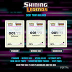 Pokemon Shining Legends master set placeholders, every print included, Portal TCG