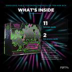 Shrouded Fable Pokemon Center Elite Trainer Box, what's inside: 11 booster packs, 2 foil promo cards, Portal TCG