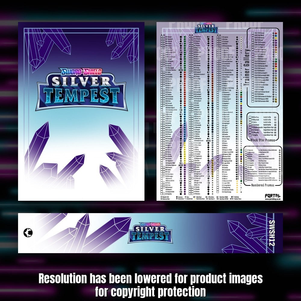 Pokemon Silver Tempest master set checklist kit, full kit with cover, spine and checklist, Portal TCG