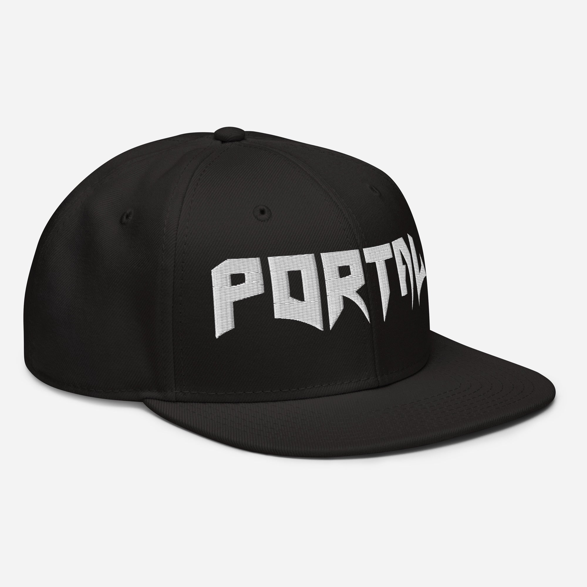 Portal TCG snapback hat, angled view, collector apparel