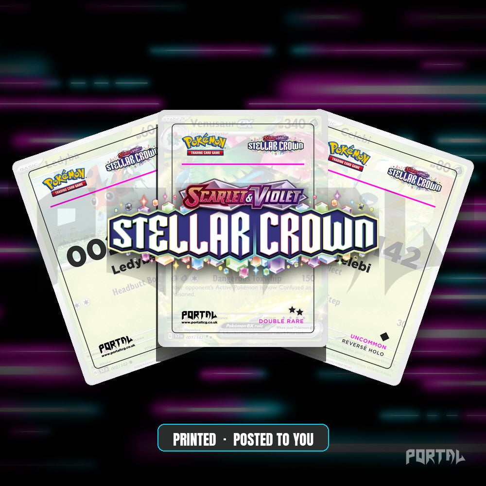 Stellar Crown master set placeholder cards, Portal TCG