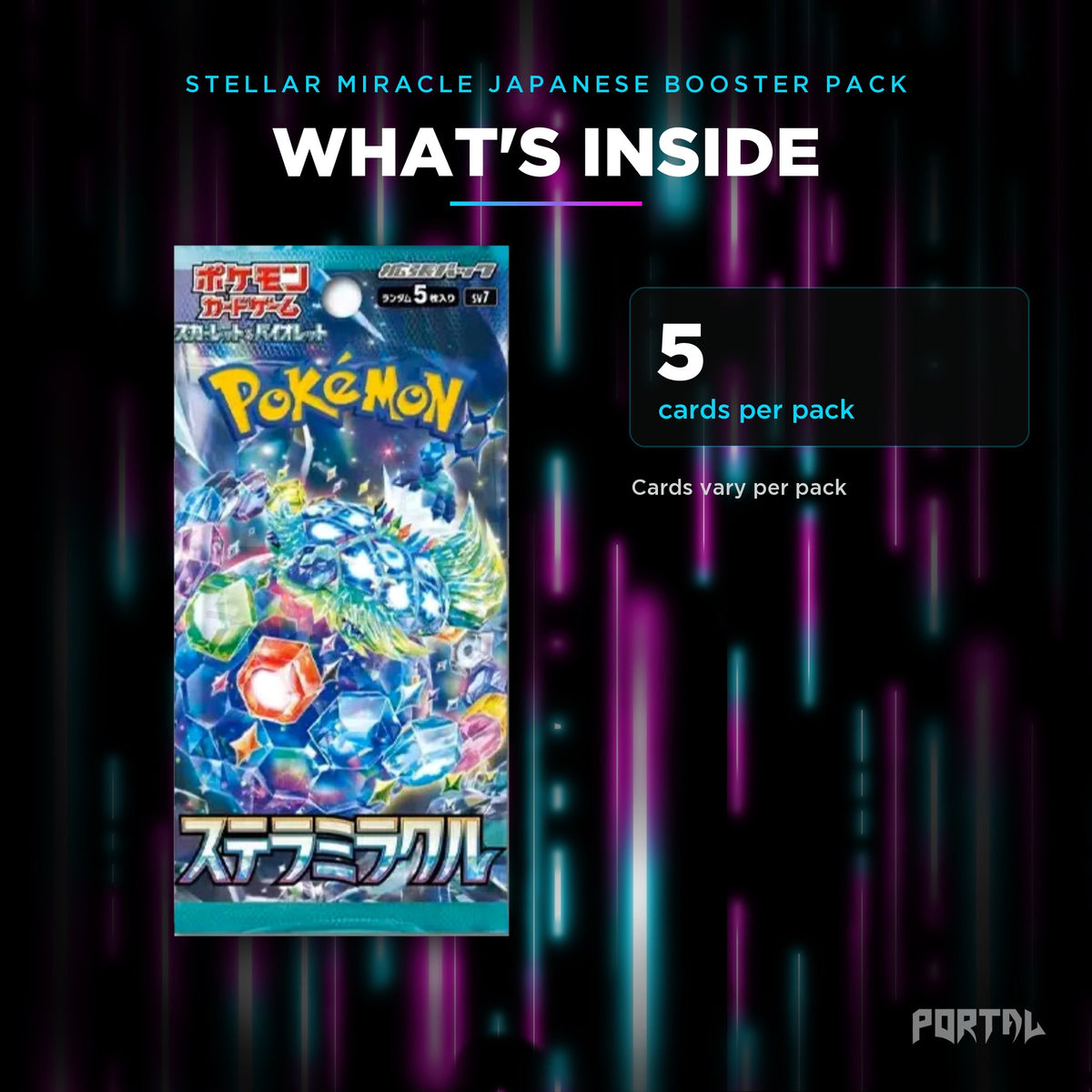 Pokemon Stellar Miracle Japanese booster pack, what's inside, Portal TCG