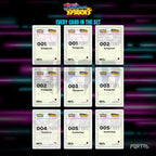 Surging Sparks placeholder cards laid out in a nine pocket binder page