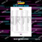 The free Surging Sparks master set checklist included with the placeholders