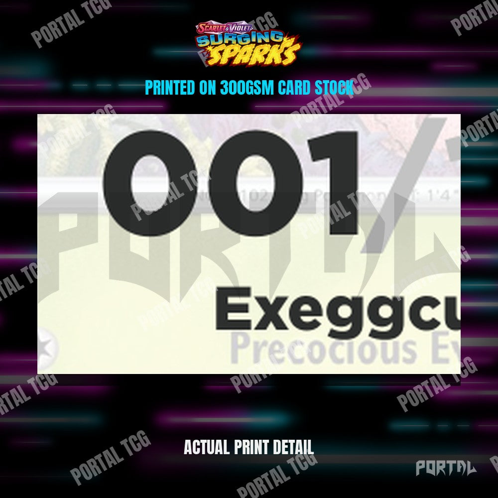 Close up of the print quality on a Surging Sparks placeholder card