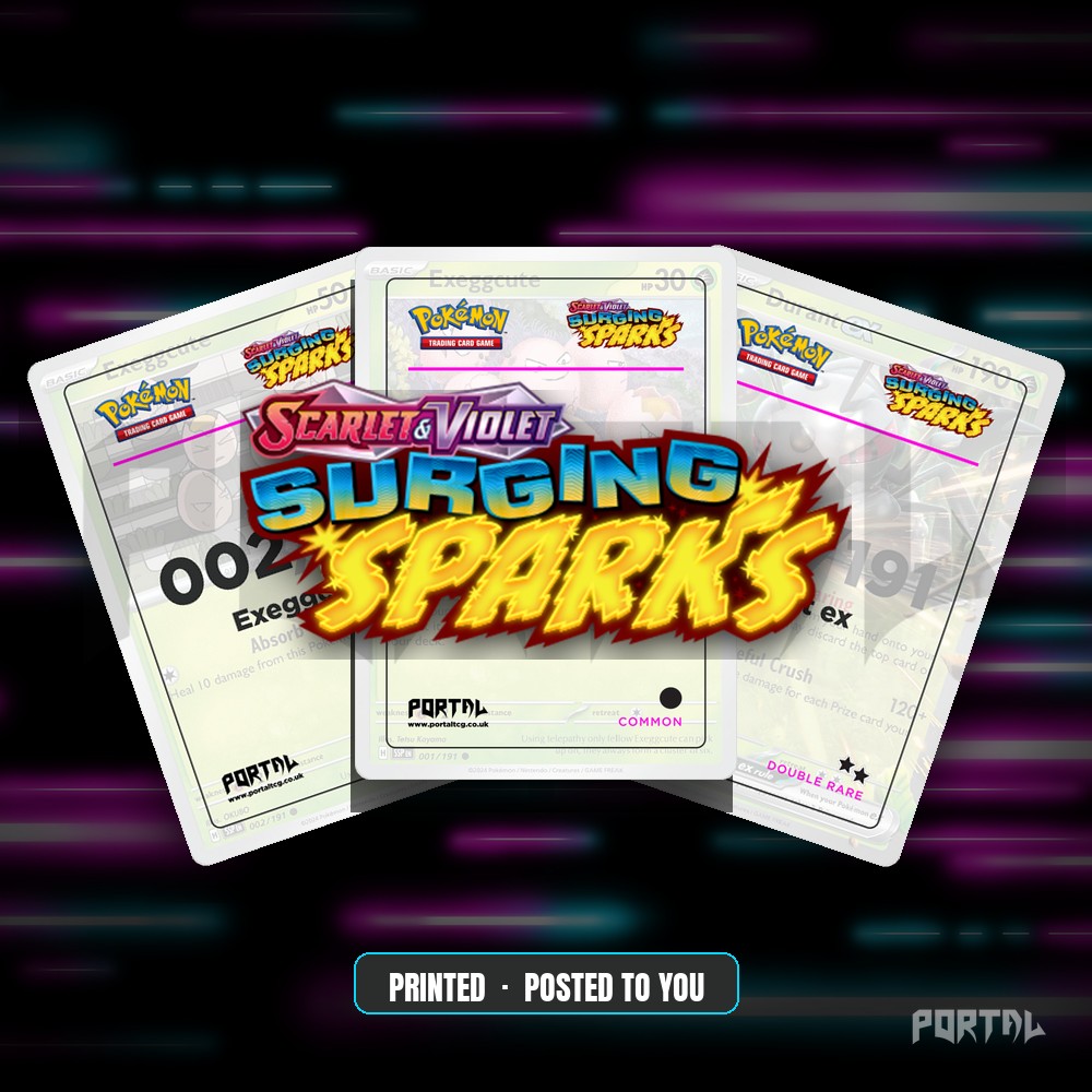 Surging Sparks master set placeholder cards, Portal TCG
