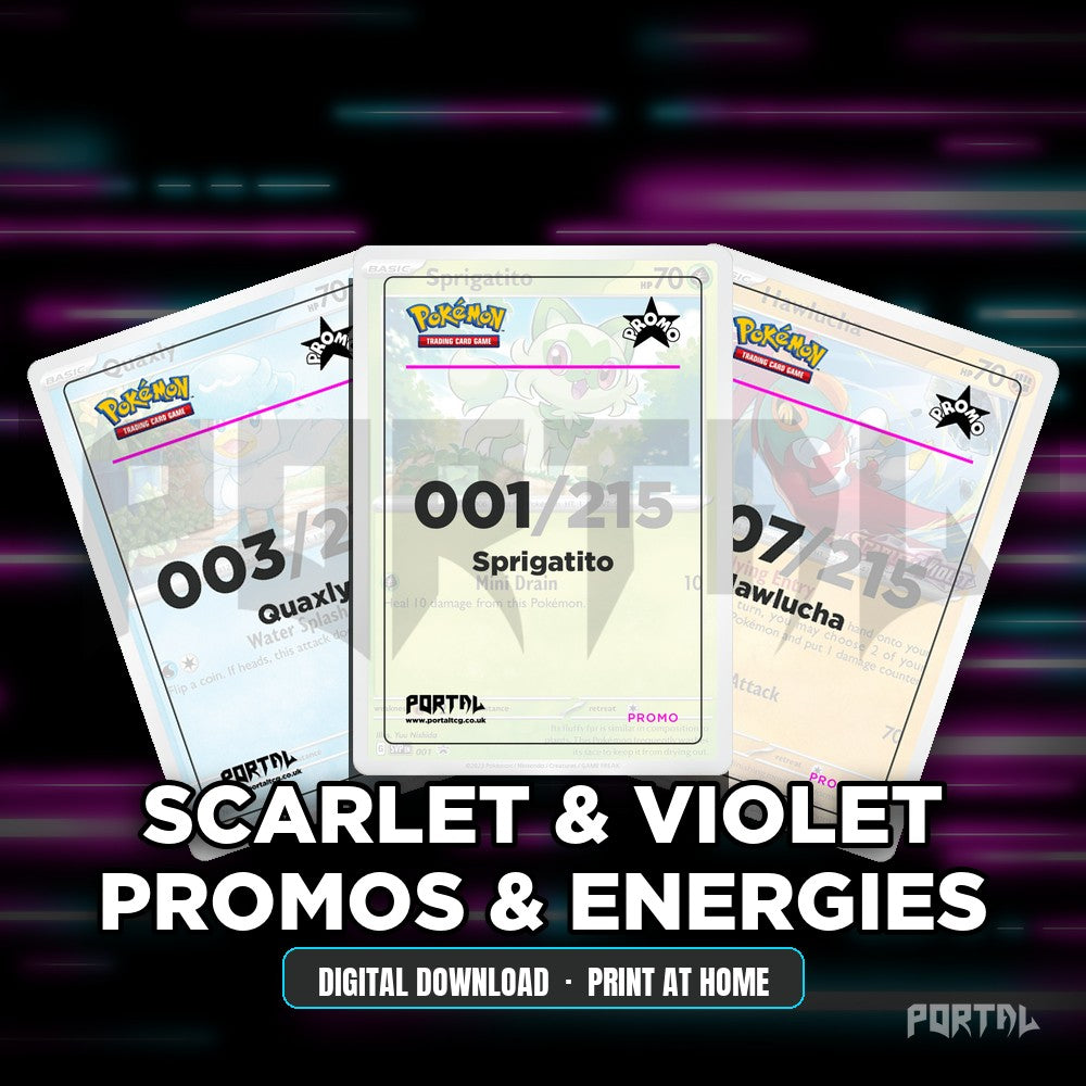 Scarlet & Violet Promos & Energies master set placeholder cards, digital download, Portal TCG