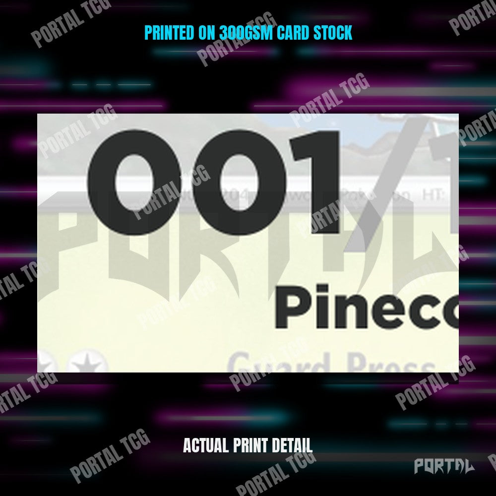 Close up of the print quality on a Scarlet & Violet placeholder card