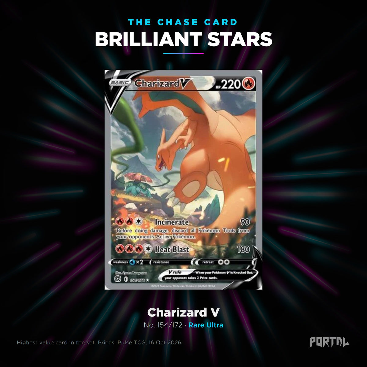 Pokemon Brilliant Stars chase card, Portal TCG