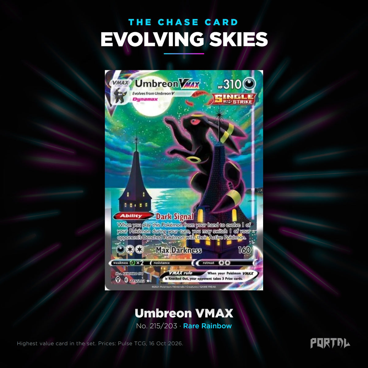 Pokemon Evolving Skies chase card, Portal TCG