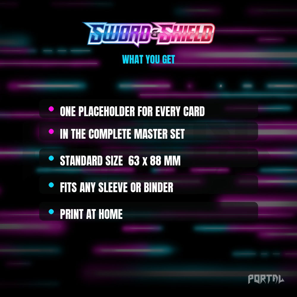 Sword & Shield master set placeholder cards, what is included