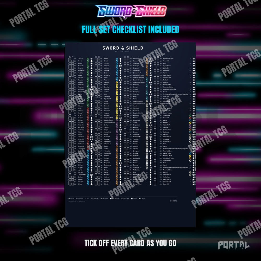 Sword & Shield master set placeholders, checklist included, Portal TCG
