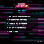 Lost Origin master set placeholder cards, what is included