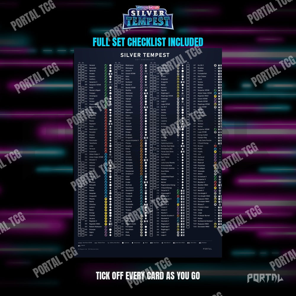 Silver Tempest master set placeholders, checklist included, Portal TCG