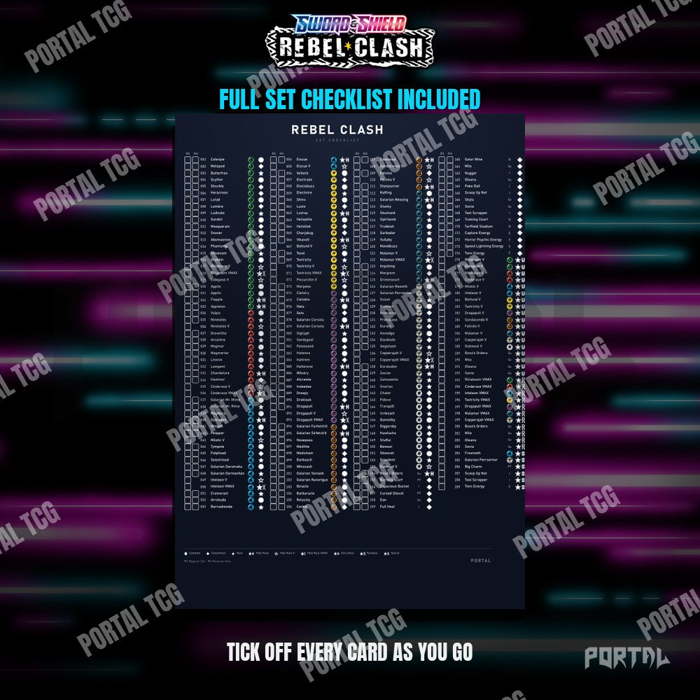 Rebel Clash master set placeholders, checklist included, Portal TCG