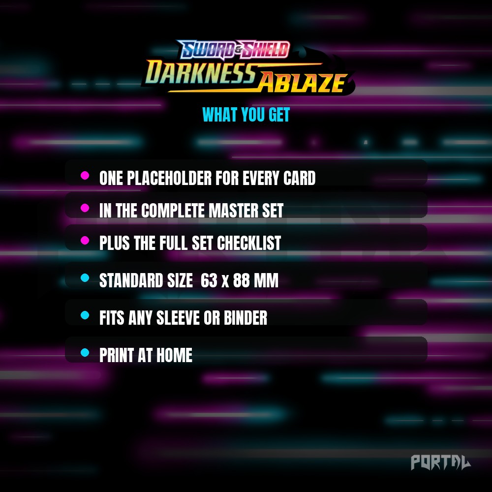 Darkness Ablaze master set placeholders, what you get, Portal TCG
