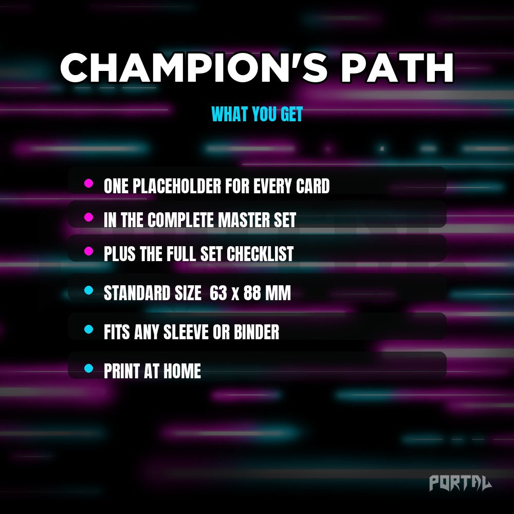 Champion's Path master set placeholders, what you get, Portal TCG