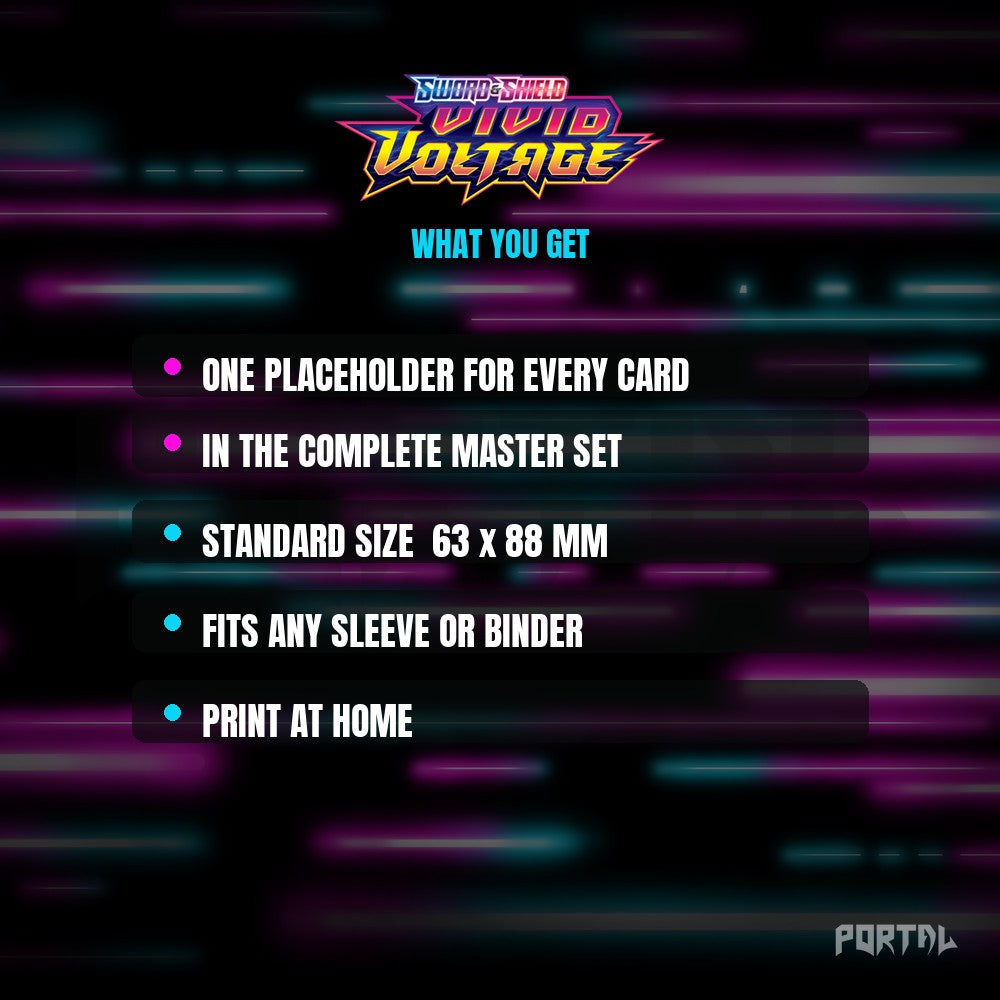 Vivid Voltage master set placeholder cards, what is included