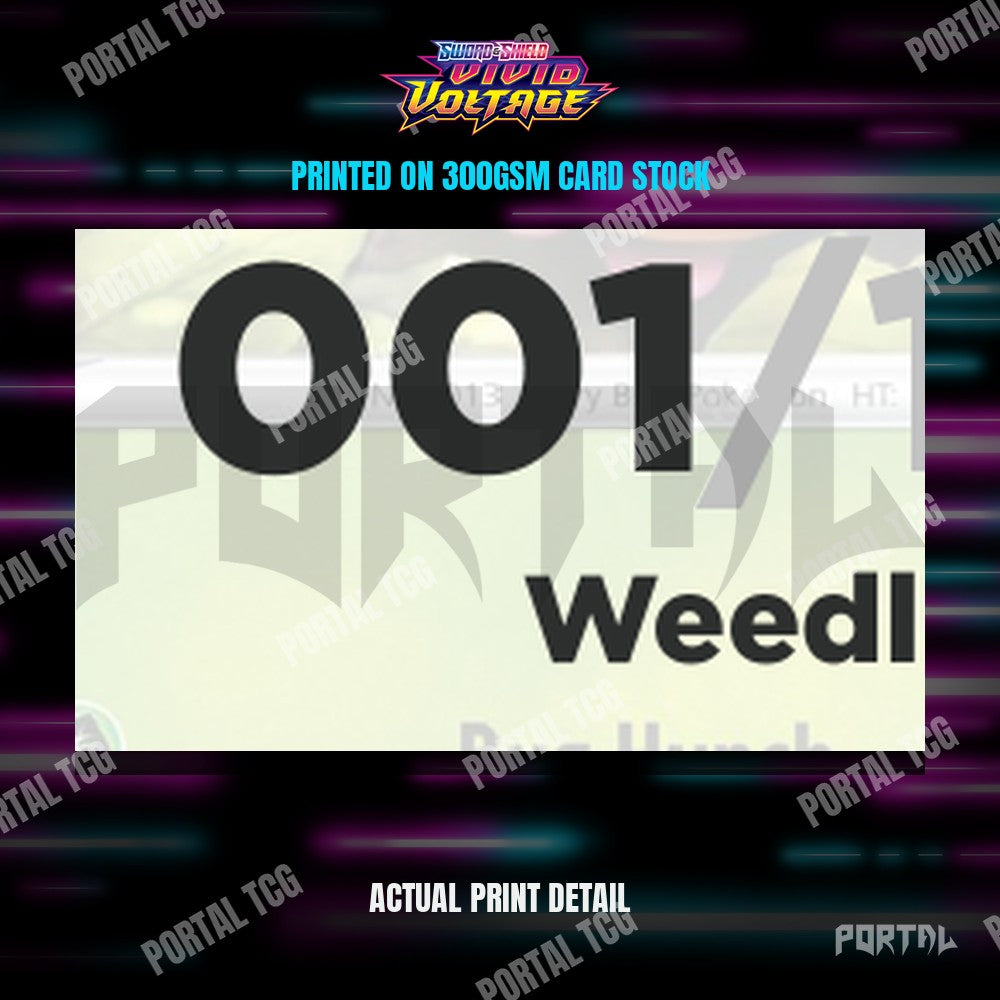 Close up of the print quality on a Vivid Voltage placeholder card