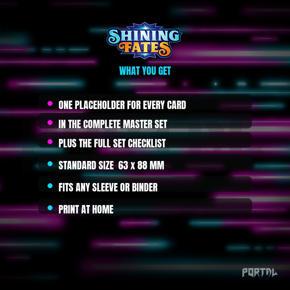 Shining Fates master set placeholders, what you get, Portal TCG